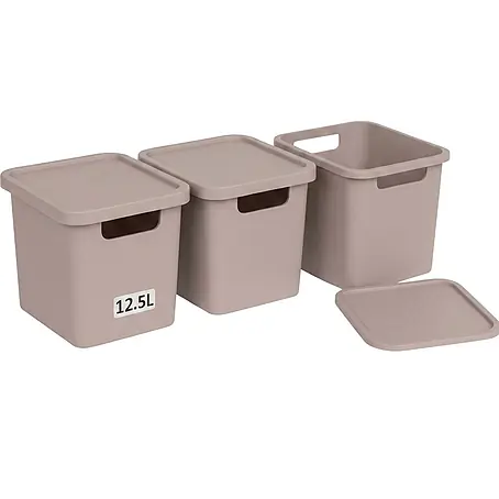 Plastard  Aufbewahrungsbox-Set 3er-Set 12,5 Liter in Pink mit Deckel – Stapelboxen, Lagerboxen