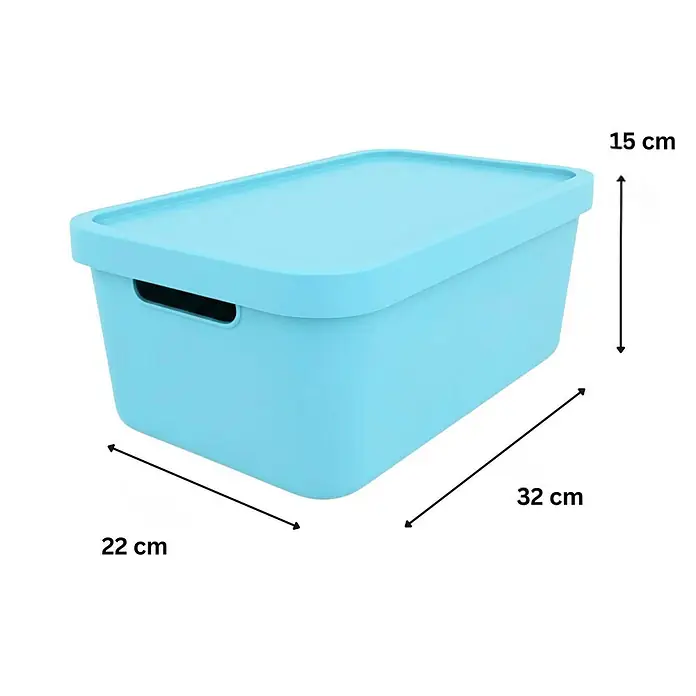 Plastard Aufbewahrungsbox-Set 3er-Set 7,5 Liter in Blau mit Deckel – Stapelboxen, Lagerboxen - L x B x H: 32 x 22 x 15 cm, Kunststoff, Blau, 3 Stk. - Hellblaue Kunststoff-Aufbewahrungsbox mit Deckel und Griffen. Maße: 32x22x15 cm.
