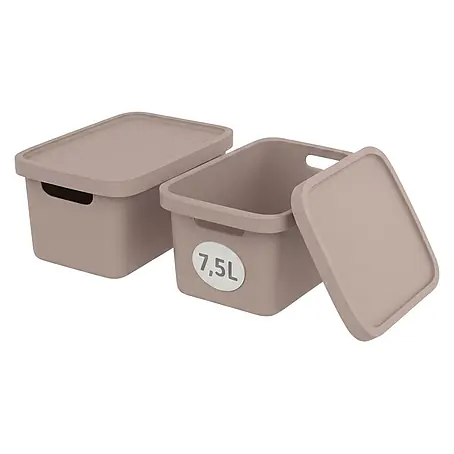 Plastard  Aufbewahrungsbox-Set 2er-Set 7,5 Liter in Pink mit Deckel – Stapelboxen, Lagerboxen
