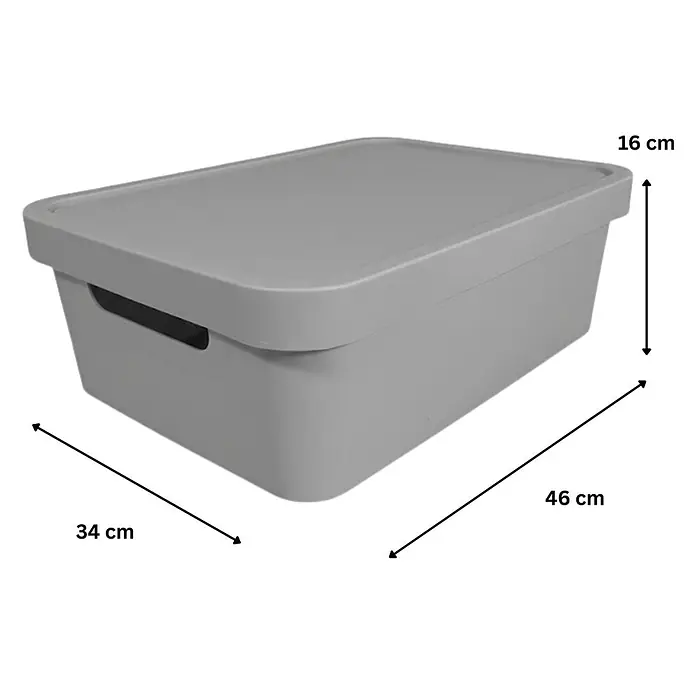 Plastard Aufbewahrungsbox-Set 3er-Set 19 Liter in Grau mit Deckel – Stapelboxen, Lagerboxen - L x B x H: 45,5 x 33,5 x 15,5 cm, Kunststoff, Grau, 3 Stk. - Graue Kunststoff-Aufbewahrungsbox mit Deckel und seitlichen Griffen. Maße: 46x34x16 cm.
