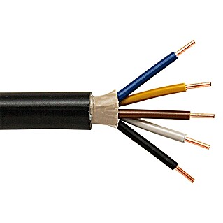 Erdkabel Meterware NYY-J 5x1,5 mm² (NYY-J, 5, 1,5 mm², Schwarz)