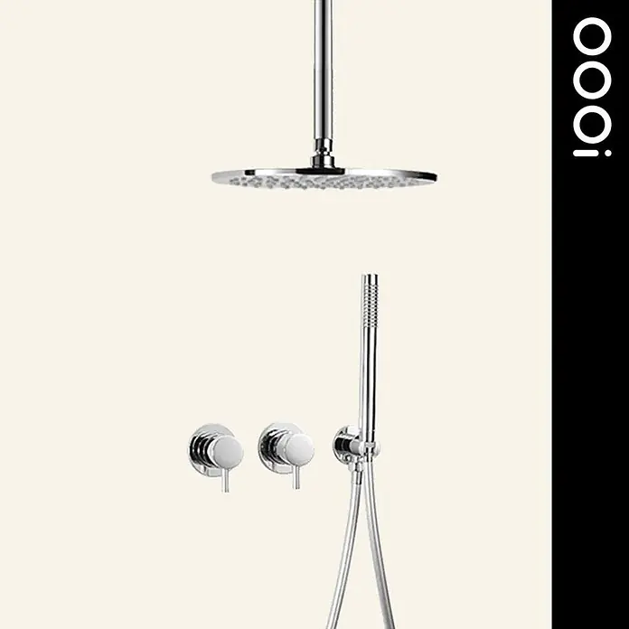 Hudor Duschsystem 8988 -  - Chrom Duschsystem mit Deckenbrause, zwei Wandmischern und Handbrause.