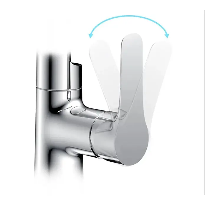 Hudor Spültischarmatur - Hochglänzend - Verchromter Wasserhahnhebel mit flachem, schwenkbarem Griff.