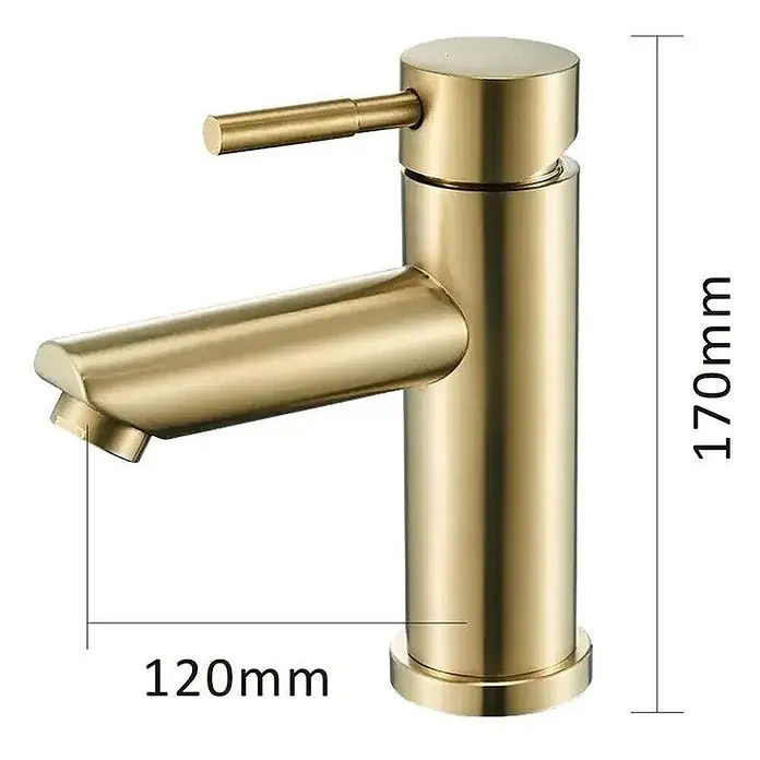 Hudor Waschtischarmatur Scamandre 6478 - Seidenmatt - Goldene Einhebel-Waschtischarmatur, 170mm hoch, Auslauf 120mm.