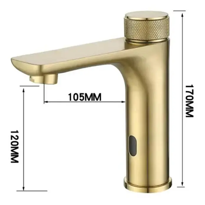 Hudor Waschtischarmatur Scamandre 1427 - Seidenmatt - Goldener moderner Wasserhahn mit Sensor.