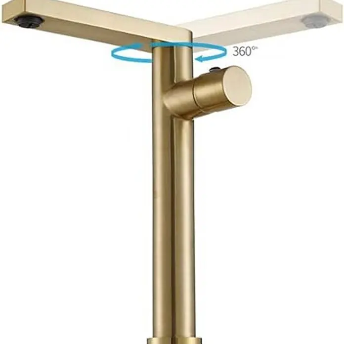 Hudor Waschtischarmatur Scamandre 6461 - Seidenmatt - Moderner Wasserhahn aus gebürstetem Messing mit hohem Design und 360-Grad drehbarem Rechteckauslauf.