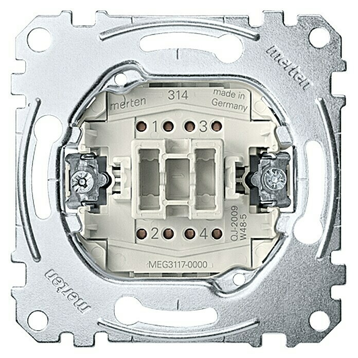 Merten Kreuzschalter-Einsatz10 A, Unterputz Front View