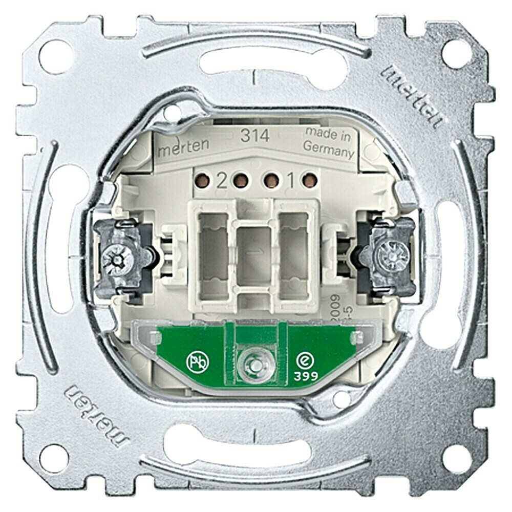 Schneider Electric Merten Aus-Kontrollschalter – 2-polig, 10A, 250V, Mit Kontrolllicht, Unterputz, Steckklemmen