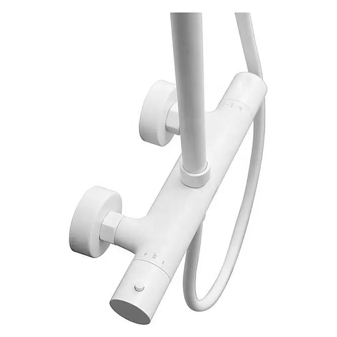 Hudor Duschsystem Argolide SC418 Thermostat -  - Weißer Thermostat-Brausemischer mit Brausestange und Schlauch.