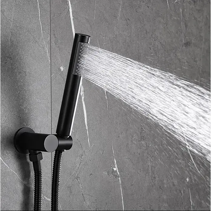Hudor Duschsystem Céphise SC86 -  - Schwarze Handbrause mit flexiblem Schlauch, sprüht aktiv Wasser.
