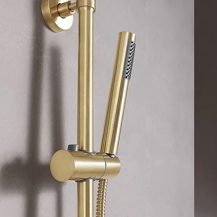 Hudor Duschsystem Scamandre SC418 Thermostat -  - Brausegarnitur aus gebürstetem Messing mit verstellbarer Handbrause und flexiblem Schlauch.