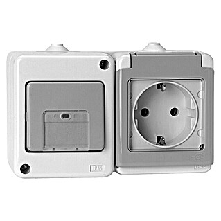 Voltomat FLUID Wandcontactdoos voor vochtige ruimtes (Horizontaal, 2 voudig, Wit, IP44)