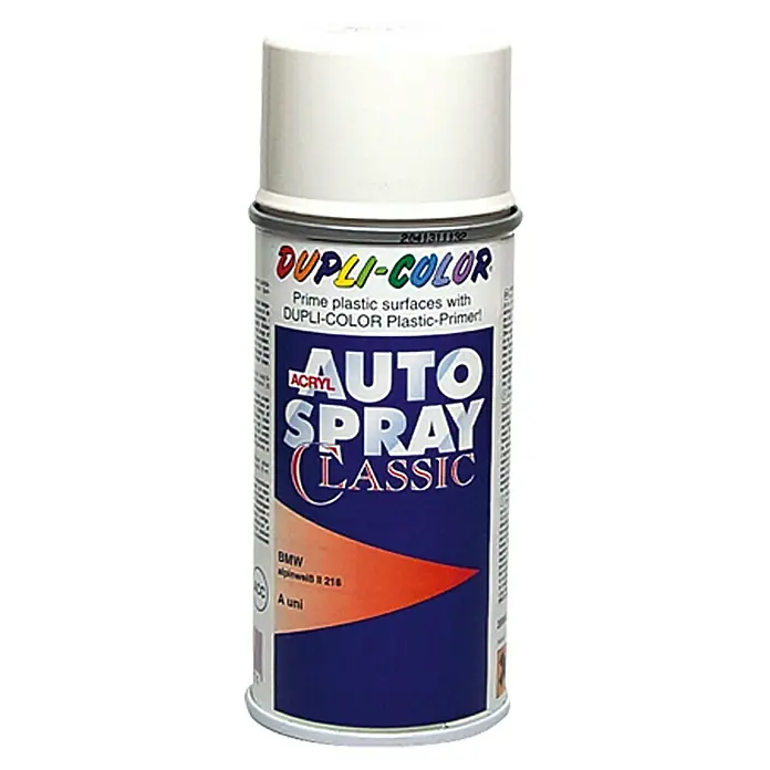 Dupli-Color Acryl-Autospray Classic - BMW, Alpinweiß II, 150 ml - Dupli-Color Auto Spray Classic, ein Lack für Kunststoffe mit BMW Alpinweiß 218 Farbton, ideal zum Lackieren und Ausbessern von Fahrzeugen.
