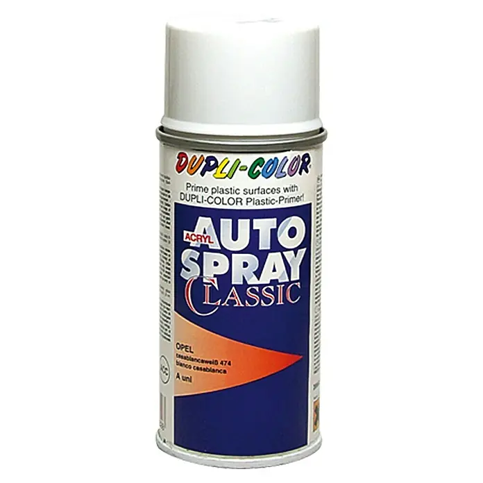 Dupli-Color Acryl-Autospray Classic - Opel, Casablancaweiß, 150 ml - Dose Dupli-Color Auto Spray Classic, ein Acryllackspray für Kunststoffoberflächen, speziell für OPEL Casablanca.