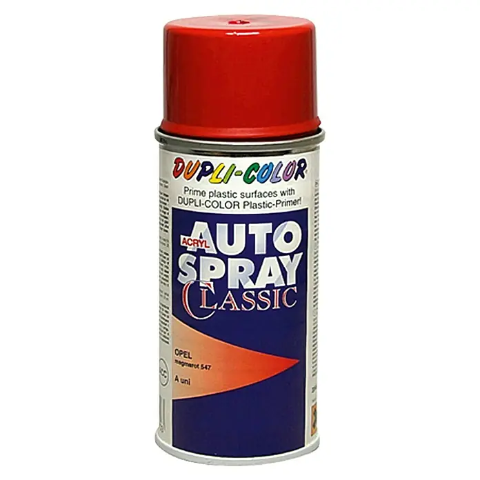 Dupli-Color Acryl-Autospray Classic - Opel, Magmarot, 150 ml - Eine Dose Dupli-Color Auto Spray Classic, ideal zum Grundieren von Kunststoffoberflächen mit Dupli-Color Plastic-Primer.