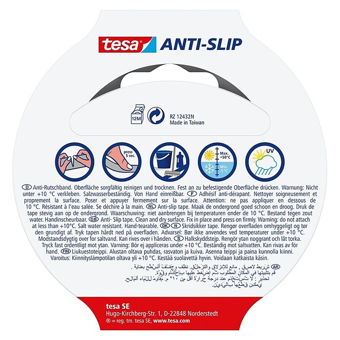 Tesa Antirutschband (Schwarz, 5 m x 25 mm)