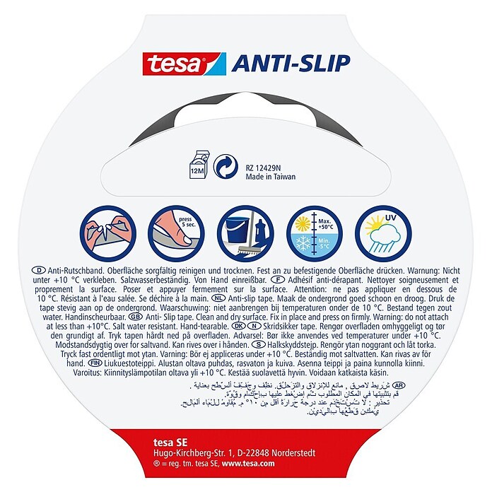 Tesa Antirutschband (Transparent/Weiß, 5 m x 25 mm)