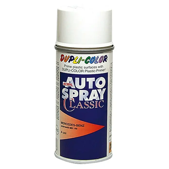 Dupli-Color Acryl-Autospray Classic - Mercedes Benz, Polarweiß, 150 ml - Farbdose Dupli-Color Auto Spray Classic in Weiß. Ideal zum Lackieren von Kunststoffoberflächen mit speziellem Plastic-Primer.