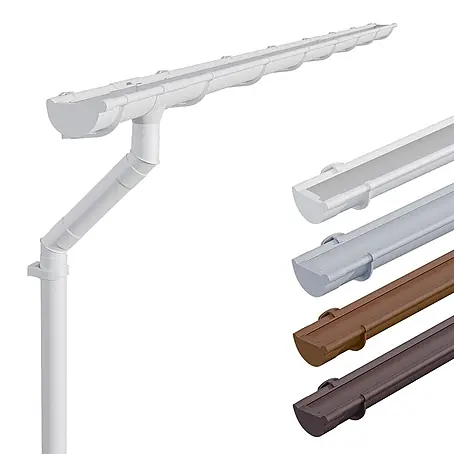 Inefa  Dachrinne 6m Set PVC NW125 / 125mm Halbrund Gartenhaus Weiß