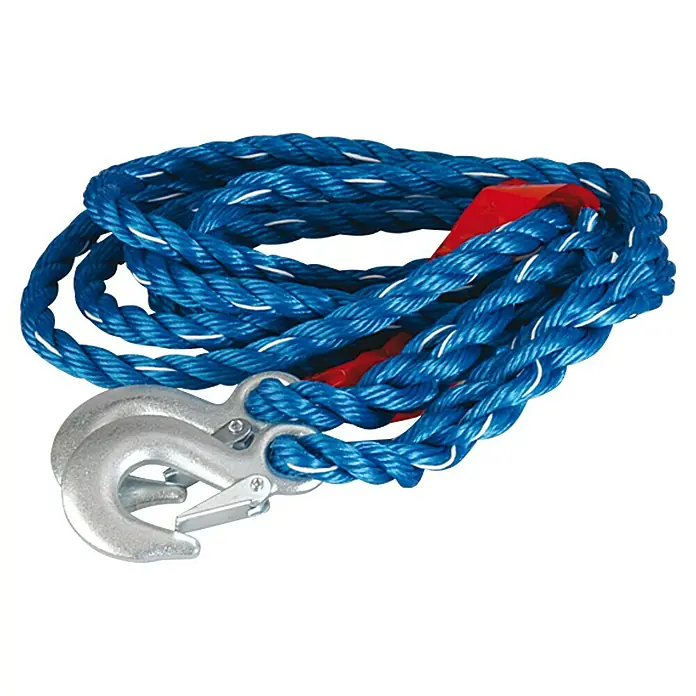UniTEC Abschleppseil - Länge: 4 m, Nylon, Zugkraft: 2,5 t, 2 Karabinerhaken - Blaues Abschleppseil mit zwei Haken und rotem Griff für sicheres und einfaches Abschleppen von Fahrzeugen.