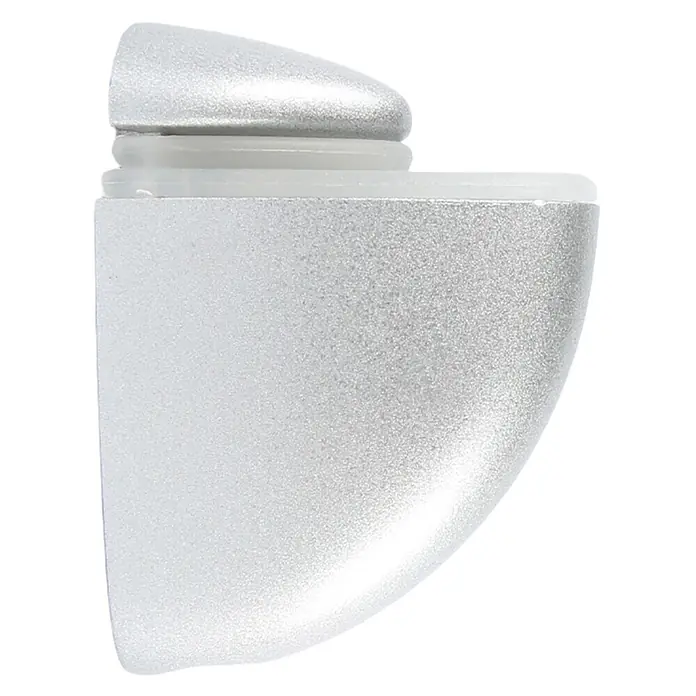 Rei Soporte de pared para estantes 2048 - L x An x Al: 5,4 x 4,1 x 2,6 cm, Cromo, Apto para: Estantes - Soporte de estante metálico plateado con acabado texturizado y anillo superior de plástico blanco.