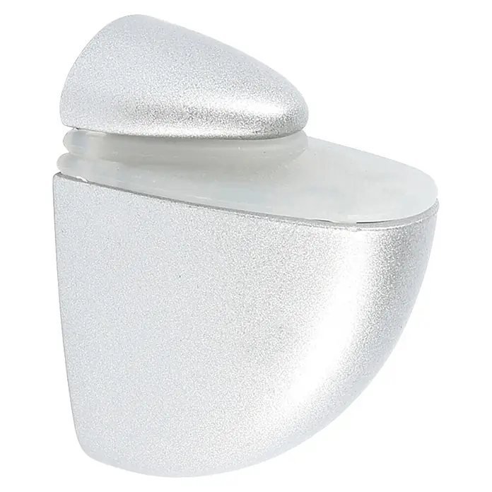 Rei Soporte de pared para estantes 2048 - L x An x Al: 5,4 x 4,1 x 2,6 cm, Cromo, Apto para: Estantes - Soporte de estante plateado con acabado granulado y agarre antideslizante translúcido.