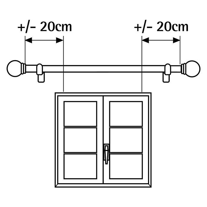 Barra para cortinas Bicono (Negro/Haya, Largo: 200 cm, Diámetro: 19 mm) | BAUHAUS