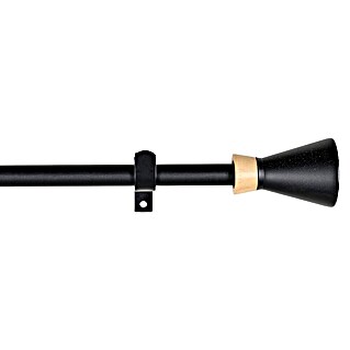 Barra para cortinas Bicono (Negro/Haya, Largo: 200 cm, Diámetro: 19 mm)