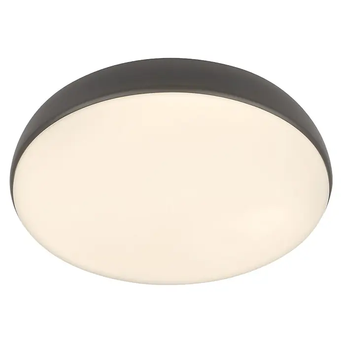 Brilo Plafón LED redondo Nikan - 20 W, Ø x Al: 35 x 8,5 cm, Antracita, Blanco neutro - Plafón redondo gris oscuro con difusor blanco.