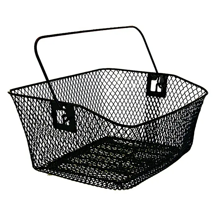 Fischer Fahrradkorb - Geeignet für: Gepäckträger, Klemmsystem für Gepäckträger - Schwarzer Drahtkorb mit Griff, ideal für Einkäufe oder als Fahrradkorb. Robust und praktisch.