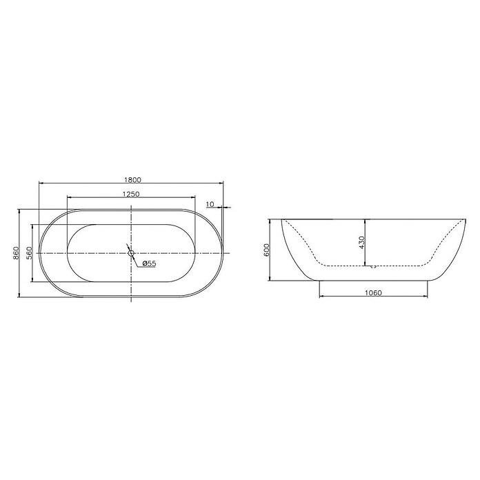 Best Design Vrijstaand Bad Color-Croco-Second (l x b: 180 x 86 cm, Bruin) | BAUHAUS