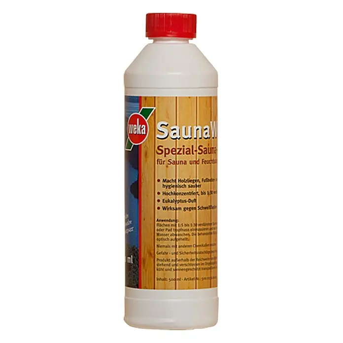 Weka Sauna- & Dampfbadreiniger - 500 ml - WEKA Saunareiniger Spezial-Sauna für die hygienische Reinigung und Pflege von Saunen und Feuchträumen, mit Eukalyptusduft für ein angenehmes Saunaerlebnis.