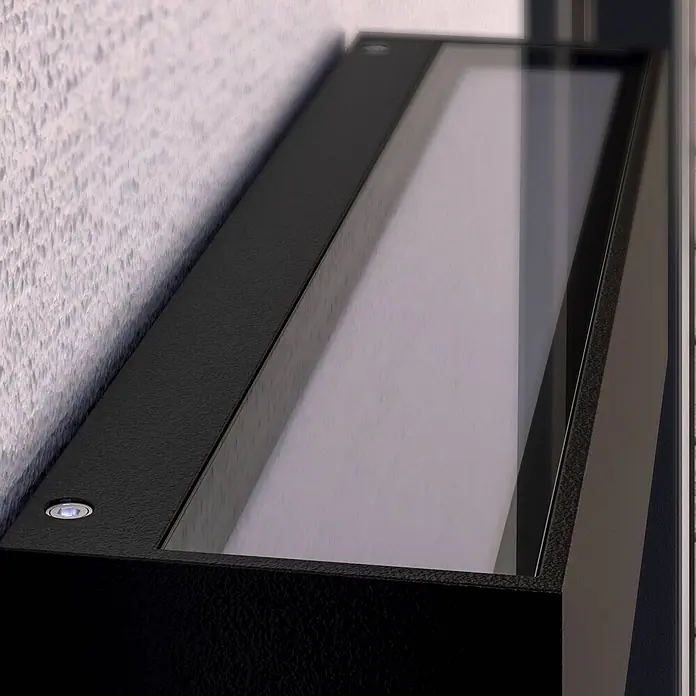 Lucande LED Wandlampe aussen grafitgrau, LED Wandleuchte außen, -  - Schwarz strukturierte rechteckige Wandleuchte mit Glasplatte und integrierter LED.
