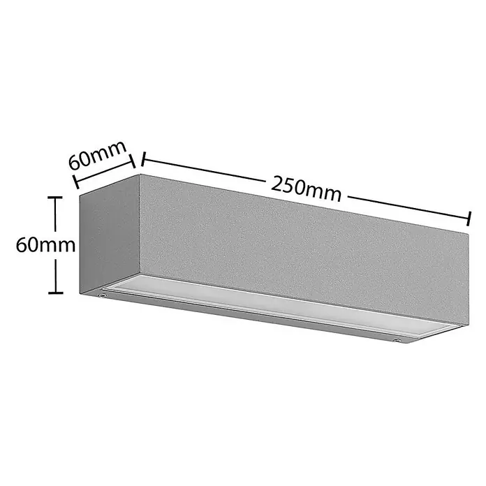 Lucande LED Wandleuchte aussen in silber, Aussenlampe Wand -  - Graue rechteckige LED-Wandleuchte, 250x60x60mm, zur Oberflächenmontage.