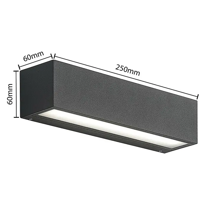 Arcchio LED Wandleuchte aussen in anthrazit, Aussenlampe Wand -  - Rechteckige dunkelgraue Wandleuchte mit weißem Lichtband, 60x60x250mm.