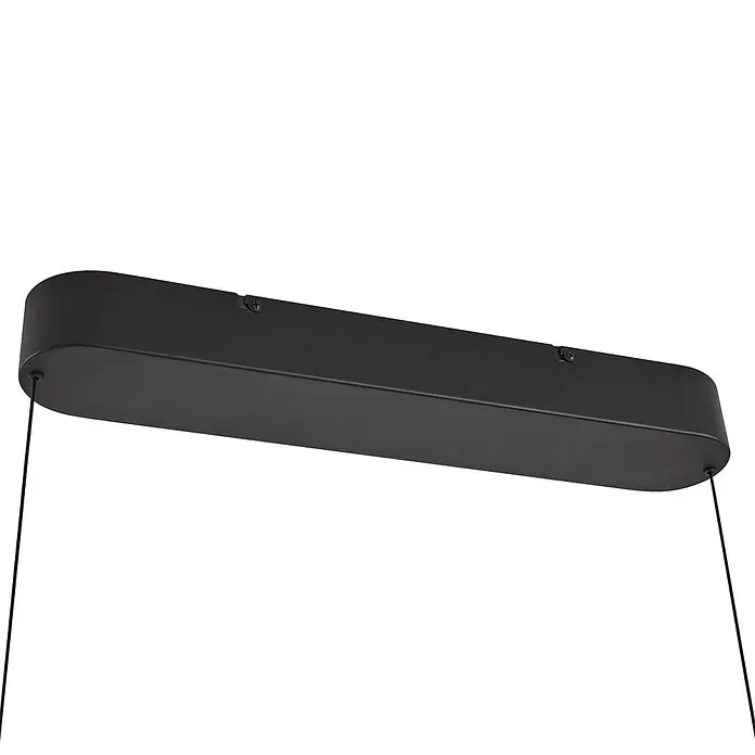 Lucande LED Pendelleuchte Esstisch dimmbar, Hängelampe Esszimmerlampe -  - Schwarze, längliche Deckenleuchtebasis mit abgerundeten Enden und zwei Aufhängungskabeln.