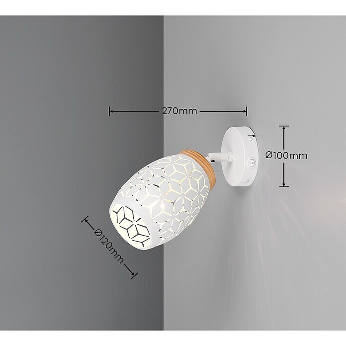 Reality Leuchten Bidar Aplique de pared (Blanco, E14, Diámetro: 12 cm) | BAUHAUS