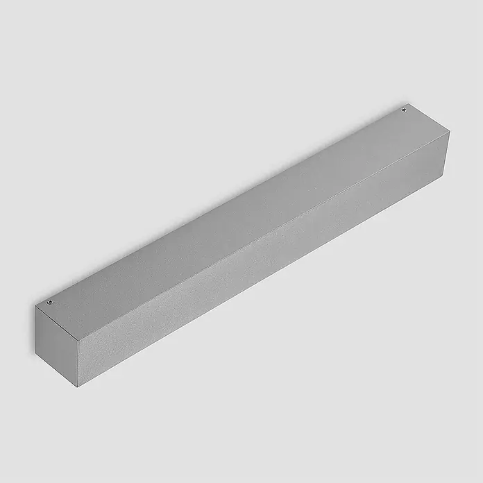 Lucande Außenwandleuchte Lengo - alu / grau / zink, IP65 - Graue rechteckige lineare Leuchte mit matter Oberfläche zur Wandmontage.