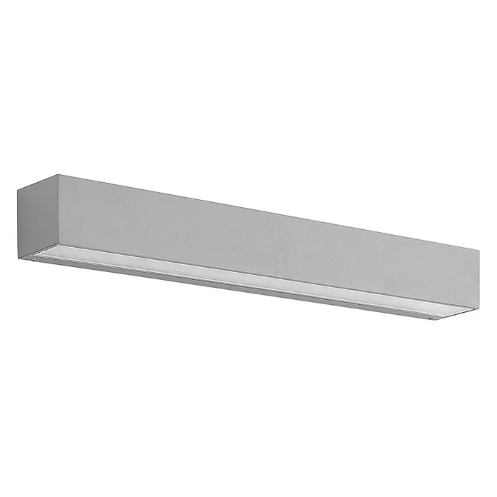 Lucande Außenwandleuchte Lengo - alu / grau / zink, IP65 - Rechteckige graue, texturierte LED-Linearleuchte mit lichtdurchlässigem Diffusor.