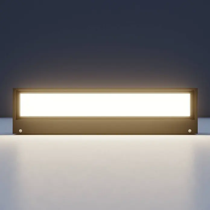 Lucande LED Wandleuchte aussen in anthrazit, Aussenlampe Wand -  - Rechteckige bronzefarbene Wandleuchte mit warmweißem Licht, an dunkler Wand montiert.