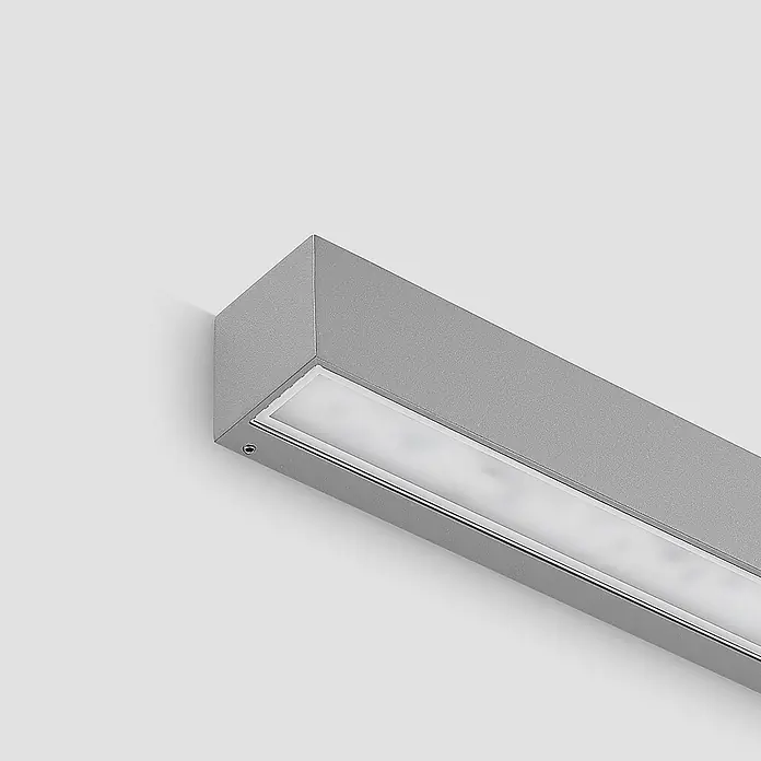Lucande LED Wandleuchte aussen in silber, Aussenlampe Wand -  - Graue, rechteckige LED-Wandanbauleuchte mit diffuser Abdeckung.