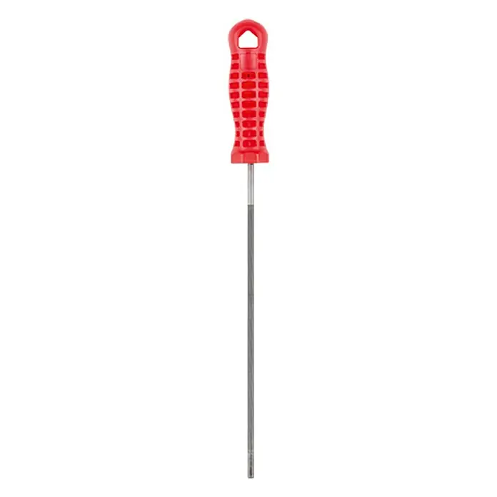 Wisent Kettensägefeile - Durchmesser: 4,8 mm, Länge Feilenblatt: 200 mm - Feine Schlüsselfeile mit rotem Griff. Präzises Werkzeug zum Entgraten und Anpassen von feinen Oberflächen.
