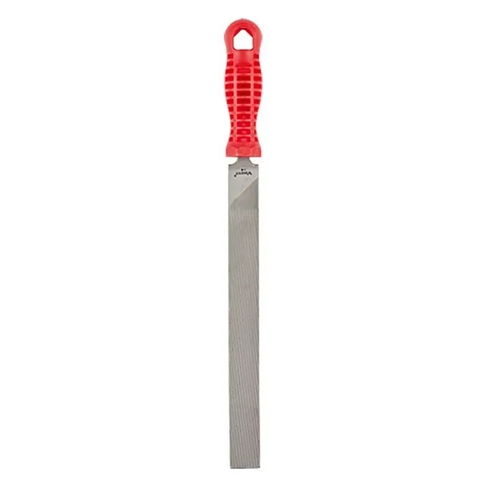 Wisent Allzweckfeile - Länge Feilenblatt: 250 mm - Flachfeile mit rotem Griff, ideal zum Bearbeiten von Metall und Holz. Hochwertiges Werkzeug für präzises Feilen.