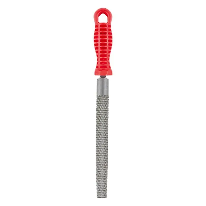 Wisent Halbrundraspel - Hieb: 1/Grob, Länge Feilenblatt: 200 mm - Runde Holzraspel mit rotem Griff, ideal zum Formen und Glätten von Holzoberflächen. Ein praktisches Werkzeug für Schreiner und Heimwerker.