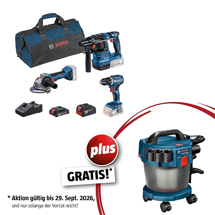 Bosch Professional AMPShare 18V Maschinen-Set 3-Tool-Kit (4 -tlg., 18 V, 2 Akkus, 4 Ah) | BAUHAUS