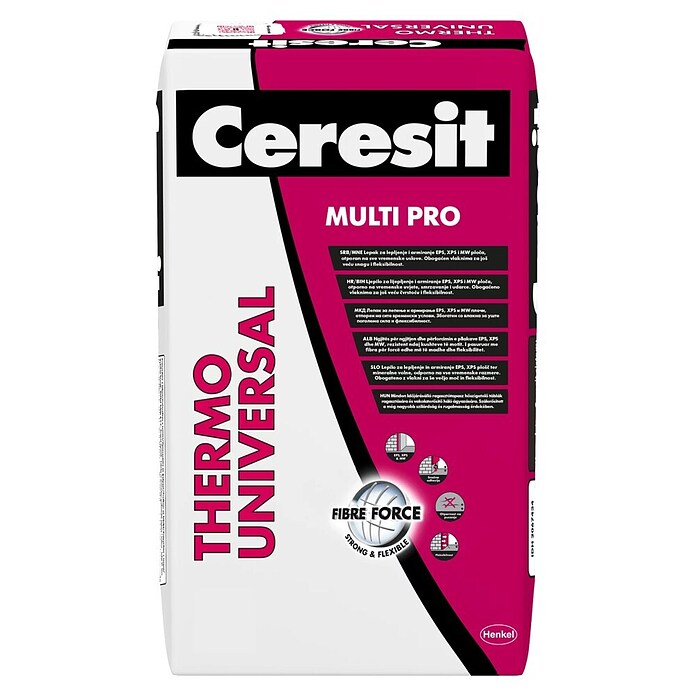 Ceresit Lepilo za stiropor Multi Pro Thermo Universal  (25 kg, Pribl. 4 - 5 kg/m² pri lepljenju) | Lepila za zunanje toplotne izolacijske kompozitne sisteme | Zunanji termoizolacijski kompozitni sistemi in fasadna izolacija | Izolacija | Gradbeni material | Izdelki | BAUHAUS