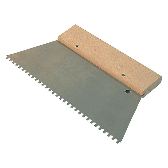Wisent Zahnspachtel - Zahnung: 8 mm, Blattbreite: 180 mm, C4 - Gezahnter Spachtel mit Holzgriff für gleichmäßiges Auftragen von Materialien auf Oberflächen.
