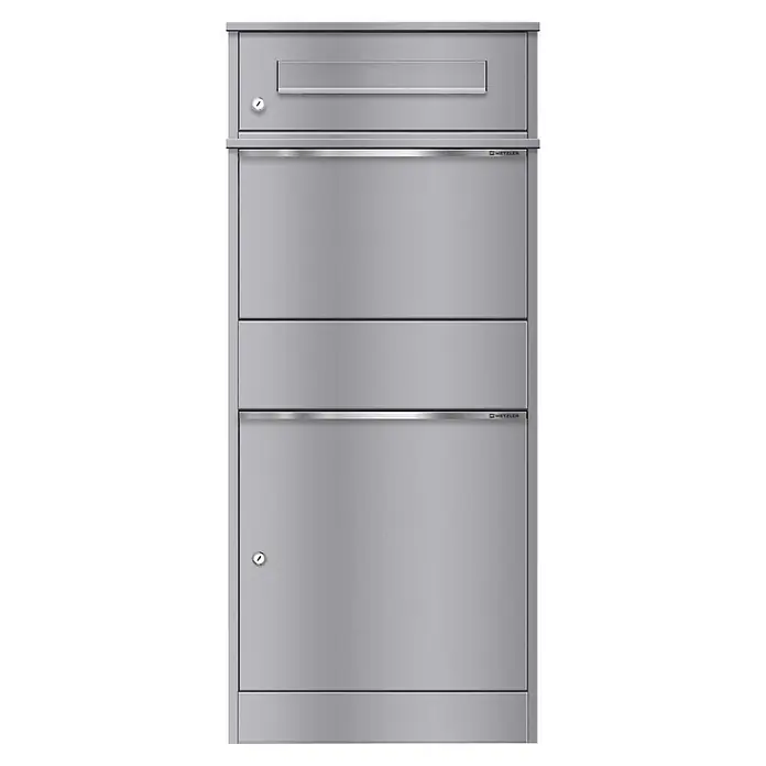 Metzler Paketbox BRFK BISPO - L x B x H: 37,4 x 50,3 x 112,9 cm, Graualuminium, Stahl, Paketfach - Vorderansicht