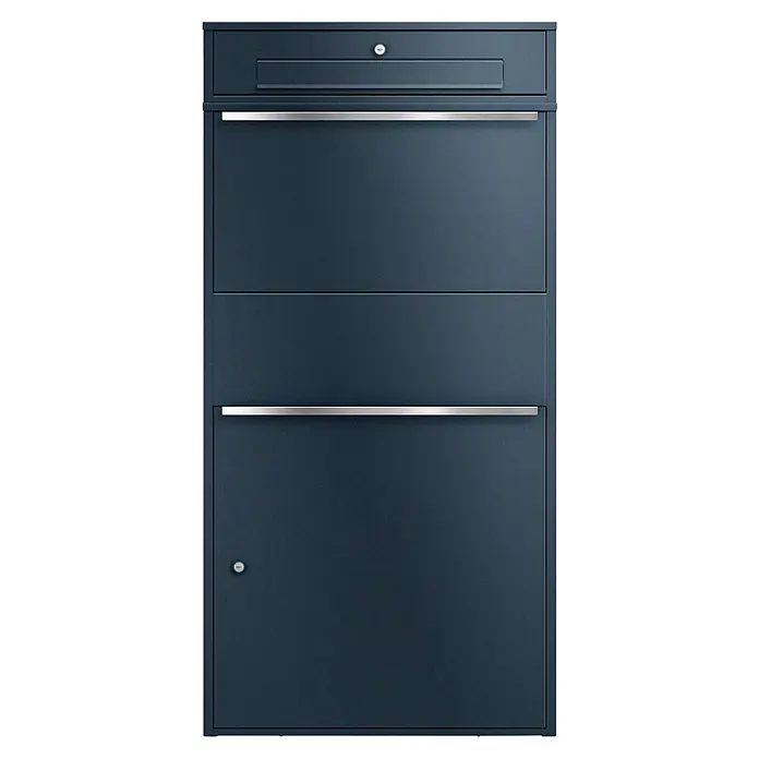 Metzler Paketbox XL BRFK BISPO MAX - L x B x H: 45,4 x 72 x 145 cm, Anthrazit, Stahl, Paketfach - Dunkelgraues Paket- und Briefkastensystem mit Edelstahlgriffen und -schlössern.