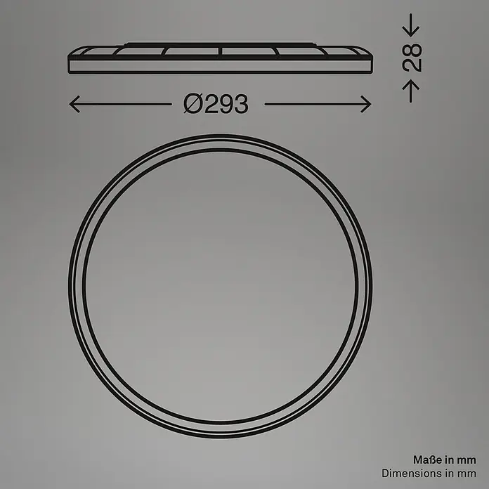 Brilo Plafón LED redondo Slim Case - 18 W, Ø x Al: 29 x 3 cm, Blanco, Blanco neutro - Dimensiones producto circular: diámetro 293mm, altura 28mm.